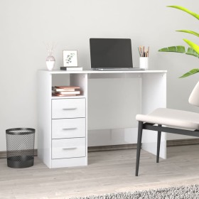 Escritorio con cajones contrachapada blanco brillo 102x50x76cm de vidaXL, Escritorios - Ref: Foro24-823034, Precio: 102,38 €,...