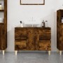 Armario de lavabo madera contrachapada roble ahumado 80x33x60cm de vidaXL, Tocadores de baño - Ref: Foro24-821273, Precio: 84...