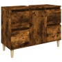 Armario de lavabo madera contrachapada roble ahumado 80x33x60cm de vidaXL, Tocadores de baño - Ref: Foro24-821273, Precio: 88...