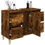 Armario de lavabo madera contrachapada roble ahumado 80x33x60cm de vidaXL, Tocadores de baño - Ref: Foro24-821273, Precio: 88...