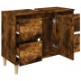 Armario de lavabo madera contrachapada roble ahumado 80x33x60cm de vidaXL, Tocadores de baño - Ref: Foro24-821273, Precio: 88...