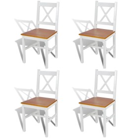 Dining chairs 4 units white pine wood by vidaXL, dining chairs - Ref: Foro24-241513, Price: 206,08 €, Discount: %