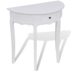 Mesa consola semicircular con cajón blanca de vidaXL, Mesas auxiliares - Ref: Foro24-241530, Precio: 140,95 €, Descuento: %