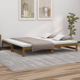 Removable sofa bed solid brown pine wood 2x(100x200) cm by vidaXL, Beds and slatted bases - Ref: Foro24-823402, Price: 150,62...