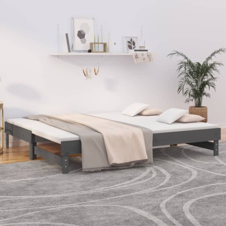 Removable sofa bed solid gray pine wood 2x(80x200) cm by vidaXL, Beds and slatted bases - Ref: Foro24-823386, Price: 194,23 €...