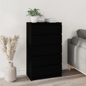 Black plywood chest of drawers 60x36x103 cm by vidaXL, Drawers - Ref: Foro24-823017, Price: 100,44 €, Discount: %