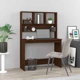 Oak brown plywood desk with shelves 102x45x148cm by vidaXL, Desks - Ref: Foro24-823007, Price: 84,99 €, Discount: %