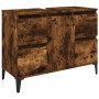 Armario de lavabo madera contrachapada roble ahumado 80x33x60cm de vidaXL, Tocadores de baño - Ref: Foro24-821281, Precio: 92...