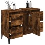 Armario de lavabo madera contrachapada roble ahumado 80x33x60cm de vidaXL, Tocadores de baño - Ref: Foro24-821281, Precio: 92...