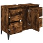 Waschbeckenschrank aus geräuchertem Eichensperrholz, 80 x 33 x 60 cm von vidaXL, Badezimmerwaschtische - Ref: Foro24-821281, ...