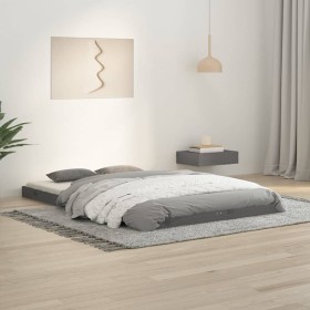 Estructura de cama madera maciza de pino gris 120x190 cm de vidaXL, Camas y somieres - Ref: Foro24-823476, Precio: 127,99 €, ...