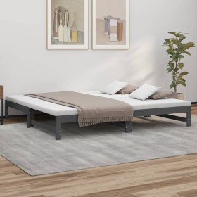 Removable sofa bed solid gray pine wood 2x(90x200) cm by vidaXL, Beds and slatted bases - Ref: Foro24-823406, Price: 143,22 €...