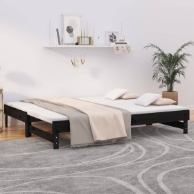 Removable sofa bed solid black pine wood 2x(100x200) cm by vidaXL, Beds and slatted bases - Ref: Foro24-823378, Price: 193,32...