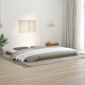 Honey brown solid pine wood bed frame 200x200 cm by vidaXL, Beds and slatted bases - Ref: Foro24-823427, Price: 199,99 €, Dis...