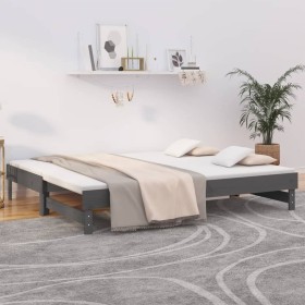 Removable sofa bed solid gray pine wood 2x(90x200) cm by vidaXL, Beds and slatted bases - Ref: Foro24-823381, Price: 159,99 €...