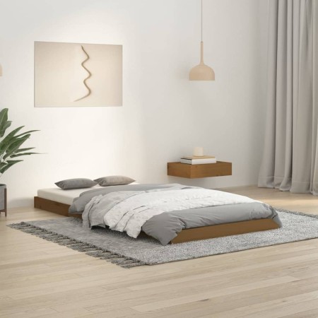 Honey brown pine wood single bed frame 90x190 cm by vidaXL, Beds and slatted bases - Ref: Foro24-823482, Price: 100,99 €, Dis...