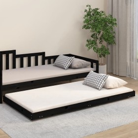 Solid black pine wood bed frame 100x200 cm by vidaXL, Beds and slatted bases - Ref: Foro24-823493, Price: 110,99 €, Discount: %