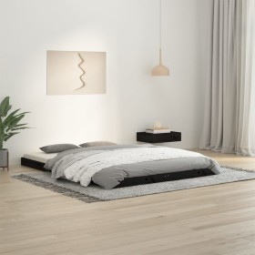 Estructura de cama doble madera maciza pino negro 135x190 cm de vidaXL, Camas y somieres - Ref: Foro24-823473, Precio: 120,07...