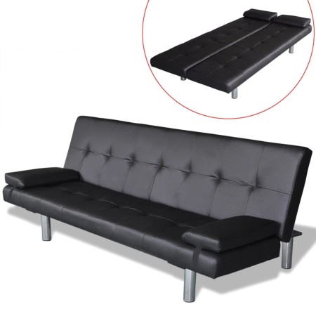 Sofa bed with two adjustable black artificial leather cushions by vidaXL, Sofas - Ref: Foro24-241722, Price: 193,94 €, Discou...