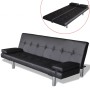 Sofá cama con dos cojines cuero artificial ajustable negro de vidaXL, Sofás - Ref: Foro24-241722, Precio: 193,94 €, Descuento: %