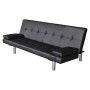 Sofá cama con dos cojines cuero artificial ajustable negro de vidaXL, Sofás - Ref: Foro24-241722, Precio: 193,94 €, Descuento: %