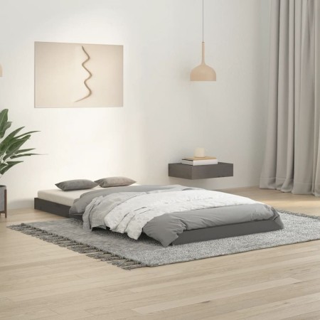 Estructura de cama madera maciza de pino gris 90x190 cm de vidaXL, Camas y somieres - Ref: Foro24-823481, Precio: 82,99 €, De...