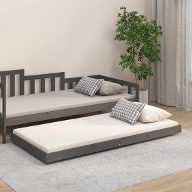 Solid gray pine wood bed frame 75x190 cm by vidaXL, Beds and slatted bases - Ref: Foro24-823511, Price: 69,99 €, Discount: %