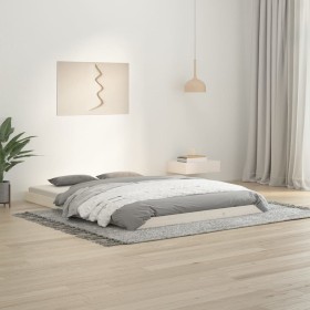 Estructura de cama madera maciza de pino blanco 135x190 cm de vidaXL, Camas y somieres - Ref: Foro24-823470, Precio: 87,99 €,...