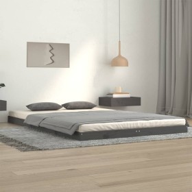 Estructura de cama madera maciza de pino gris 120x200 cm de vidaXL, Camas y somieres - Ref: Foro24-823451, Precio: 175,99 €, ...