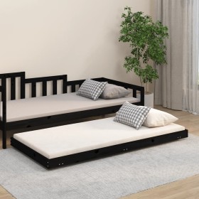 Solid black pine wood bed frame 75x190 cm by vidaXL, Beds and slatted bases - Ref: Foro24-823513, Price: 69,99 €, Discount: %