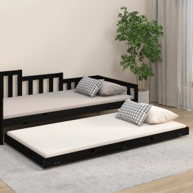 Estructura de cama madera maciza de pino negro 80x200 cm de vidaXL, Camas y somieres - Ref: Foro24-823503, Precio: 95,32 €, D...