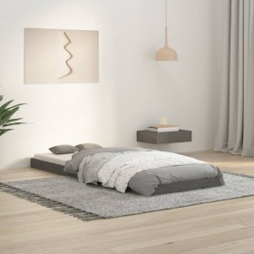 Gray pine solid wood bed frame 75x190 cm by vidaXL, Beds and slatted bases - Ref: Foro24-823486, Price: 86,99 €, Discount: %