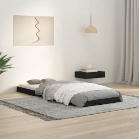 Solid black pine wood bed frame 75x190 cm by vidaXL, Beds and slatted bases - Ref: Foro24-823488, Price: 80,38 €, Discount: %