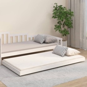 Estructura de cama madera maciza de pino blanco 100x200 cm de vidaXL, Camas y somieres - Ref: Foro24-823490, Precio: 100,41 €...