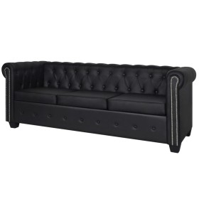 Chesterfield 3-Sitzer-Sofa aus schwarzem Kunstleder von vidaXL, Sofas - Ref: Foro24-242370, Preis: 478,99 €, Rabatt: %