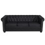 Sofá Chesterfield de 3 plazas cuero sintético negro de vidaXL, Sofás - Ref: Foro24-242370, Precio: 478,58 €, Descuento: %