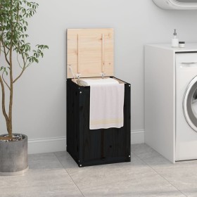 Laundry trunk solid black pine wood 44x44x66 cm by vidaXL, Laundry baskets - Ref: Foro24-823568, Price: 64,49 €, Discount: %