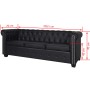 Sofá Chesterfield de 3 plazas cuero sintético negro de vidaXL, Sofás - Ref: Foro24-242370, Precio: 478,58 €, Descuento: %