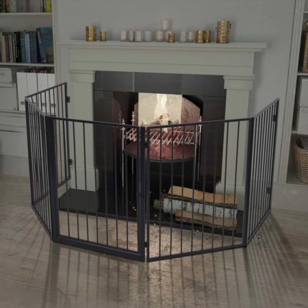 Black steel fireplace fence for pets by vidaXL, Fireplace screens - Ref: Foro24-242684, Price: 73,48 €, Discount: %