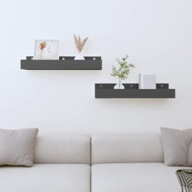 Wall shelves 2 pcs solid gray pine wood 50x12x9 cm by vidaXL, Shelves and shelves - Ref: Foro24-823586, Price: 26,99 €, Disco...