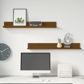 Wall shelves 2 pcs honey brown pine wood 80x11x9 cm by vidaXL, Shelves and shelves - Ref: Foro24-823607, Price: 21,99 €, Disc...