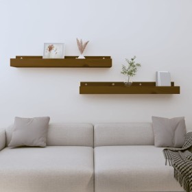 Wall shelves 2 pcs honey brown pine wood 80x12x9 cm by vidaXL, Shelves and shelves - Ref: Foro24-823592, Price: 27,99 €, Disc...