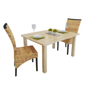 Sillas de comedor 2 unidades madera maciza de mango y abacá de vidaXL, Sillas de comedor - Ref: Foro24-243233, Precio: 250,94...