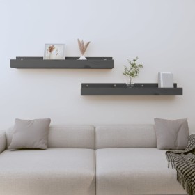 Wall shelves 2 units solid pine wood gray 80x12x9 cm by vidaXL, Shelves and shelves - Ref: Foro24-823591, Price: 34,99 €, Dis...