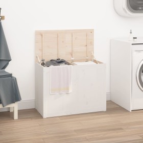 Solid white pine laundry chest 88.5x44x66 cm by vidaXL, Laundry baskets - Ref: Foro24-823570, Price: 126,31 €, Discount: %