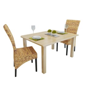 Sillas de comedor 2 unidades madera maciza de mango y abacá de vidaXL, Sillas de comedor - Ref: Foro24-243234, Precio: 214,99...