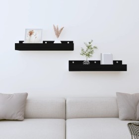 Wall shelves 2 pcs solid black pine wood 50x12x9 cm by vidaXL, Shelves and shelves - Ref: Foro24-823588, Price: 22,02 €, Disc...