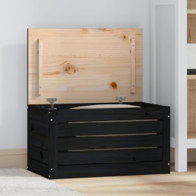 Caja de almacenaje madera maciza de pino negro 59,5x36,5x33 cm de vidaXL, Armarios y almacenamiento - Ref: Foro24-823618, Pre...