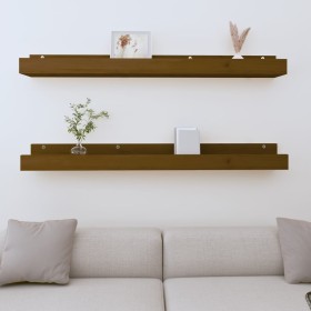 Wall shelves 2 pcs honey brown pine wood 110x12x9 cm by vidaXL, Shelves and shelves - Ref: Foro24-823597, Price: 35,45 €, Dis...