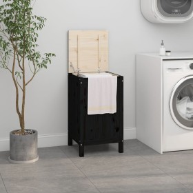 Baúl para la colada madera maciza de pino negro 44x44x76 cm de vidaXL, Cestas para ropa - Ref: Foro24-823578, Precio: 74,05 €...